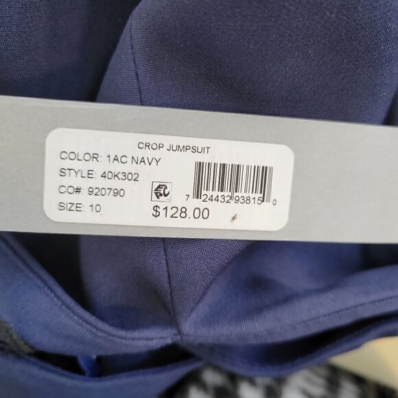 New - Sam Edelman Cropped Jumpsuit Navy Women Size 10 - Picture 8 of 16